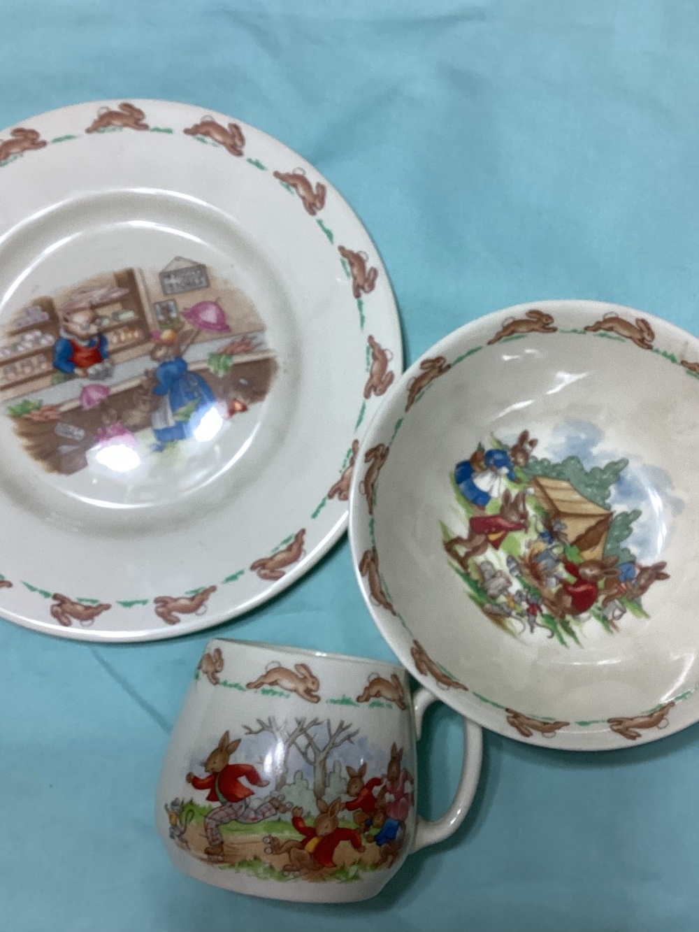 Royal Doulton Bunnykins 3 Pc. Set Plate Bowl Mug Kids Bone China Dinnerware